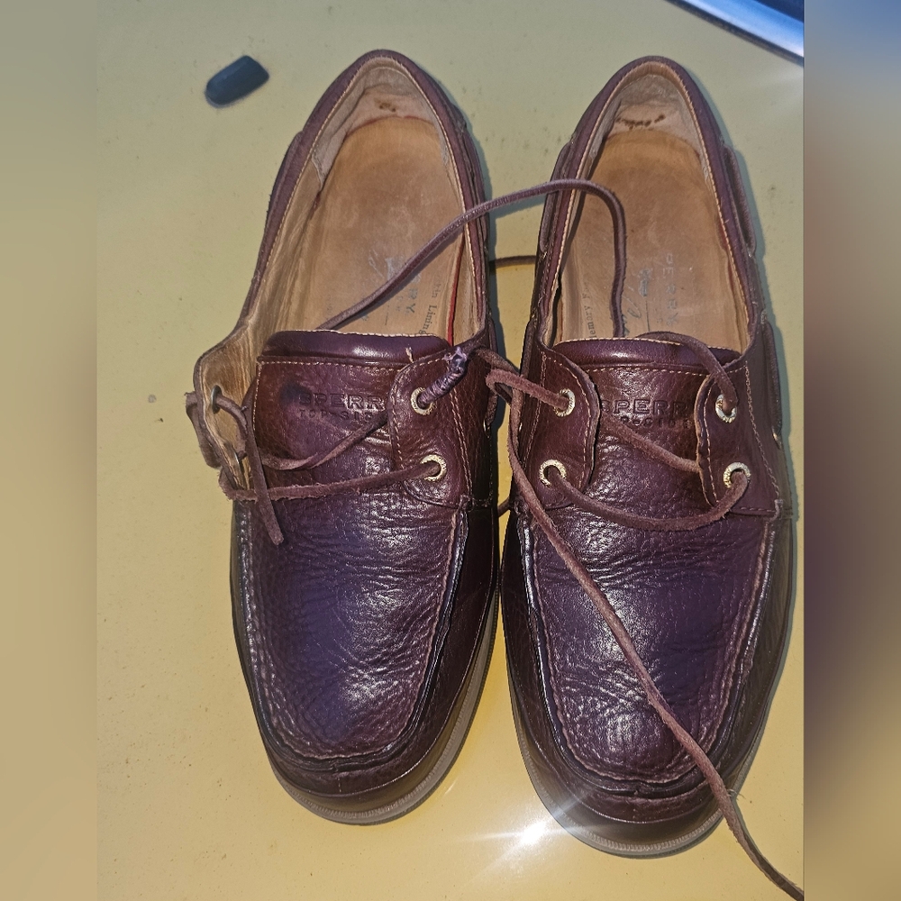 Sperry Topslider Boat Shoes Mens 9.l5M Vibram Soles Brown Leather